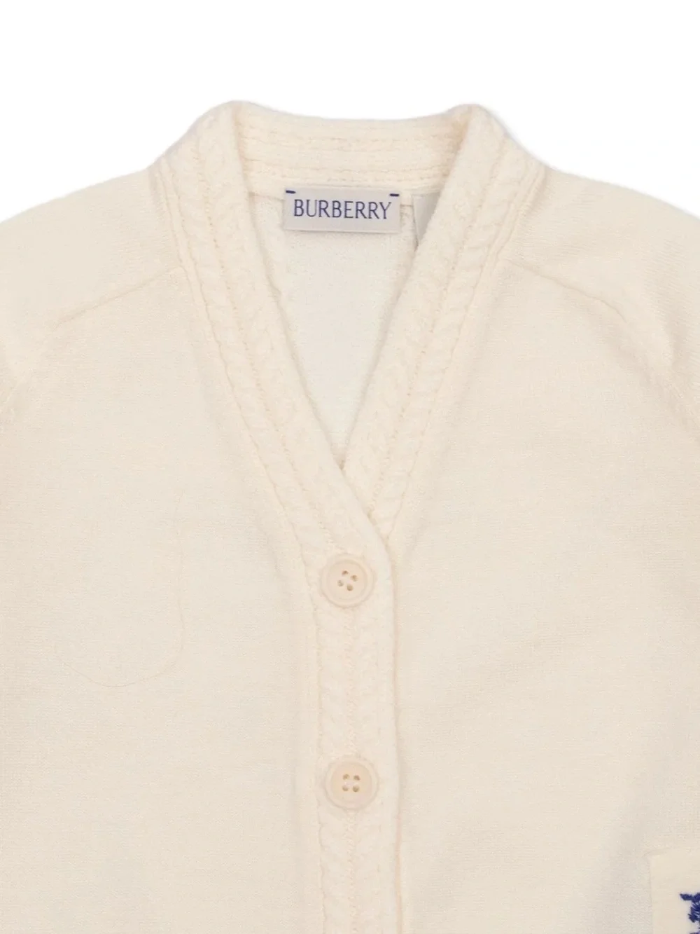 BURBERRY kids Cream Knit Cardigan with Blue Motif. NWT 6 months and up. 68cm